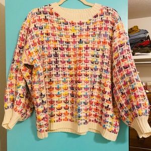 Merci Multi Colored Drop Shoulder Sweater